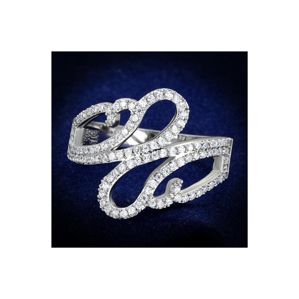 Alamode TS383-7 Women Rhodium 925 Sterling Silver Ring with AAA Grade CZ in Clear - Size 7-image-OPC-P96NGXB-NEW