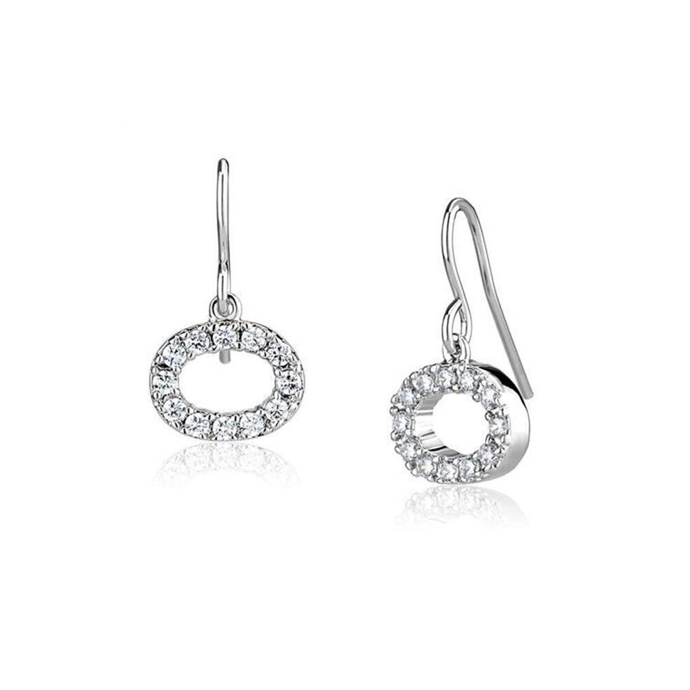 Photos - Earrings Alamode 3W1278 Women Rhodium Brass with AAA Grade CZ in Clear