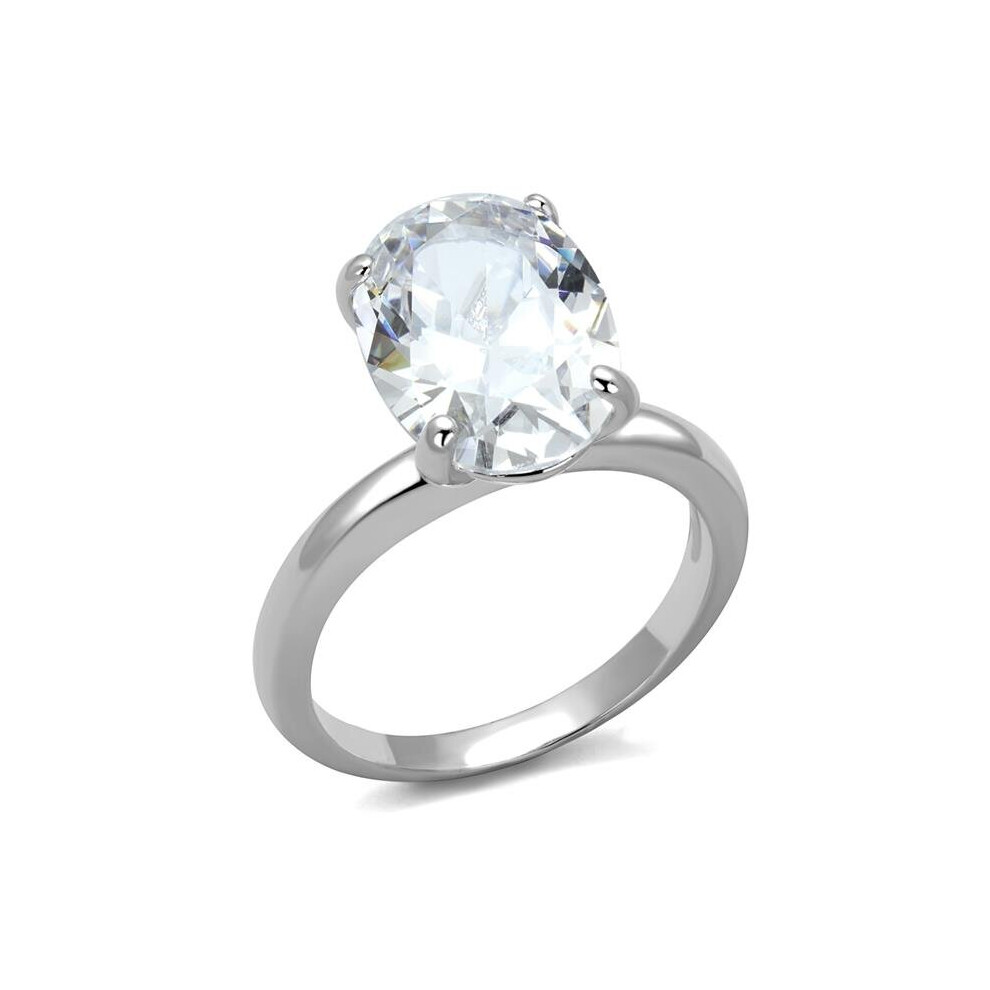 Photos - Ring Alamode LO4124-8 Women Rhodium Brass  with AAA Grade CZ in Clear - Size 8