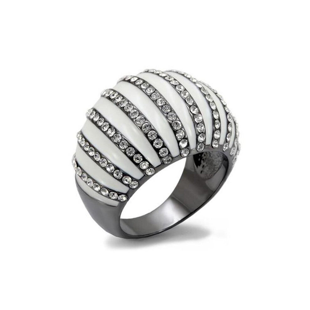 Alamode LO1673-6 Women TIN Cobalt Black Brass Ring with Top Grade Crystal in Clear - Size 6-image-OPC-P96VNJY-NEW