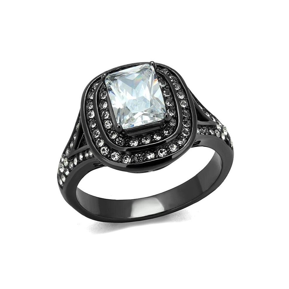 Photos - Ring Alamode TK2731-10 Women IP Light Black Stainless Steel  with AAA Grade CZ in Clear - Size 10