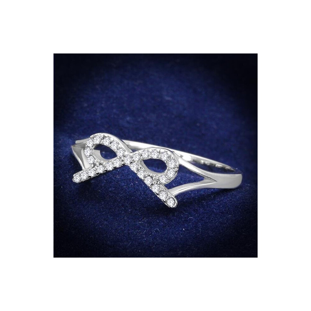 Alamode TS259-8 Women Rhodium 925 Sterling Silver Ring with AAA Grade CZ in Clear - Size 8-image-OPC-P969GRG-NEW