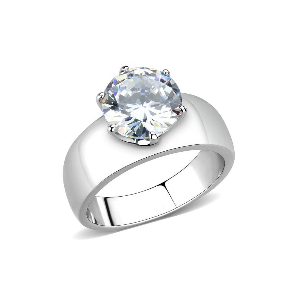 Photos - Ring Alamode TK52004-6 Women High Polished Stainless Steel  with AAA Grade CZ in K2 - Size 6