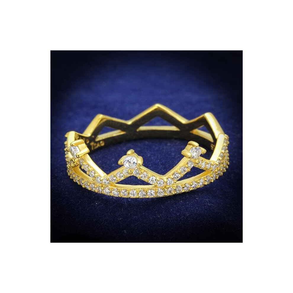 Photos - Ring Alamode TS404-7 Women Gold 925 Sterling Silver  with AAA Grade CZ in Clear - Size 7