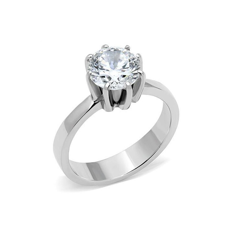 Photos - Ring Alamode TK3208-10 Women High Polished Stainless Steel  with AAA Grade CZ in Clear - Size 10
