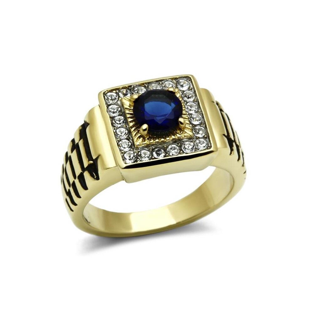 Photos - Ring Alamode TK754-13 Men Two-Tone IP Gold Stainless Steel  with Synthetic in Montana - Size 13