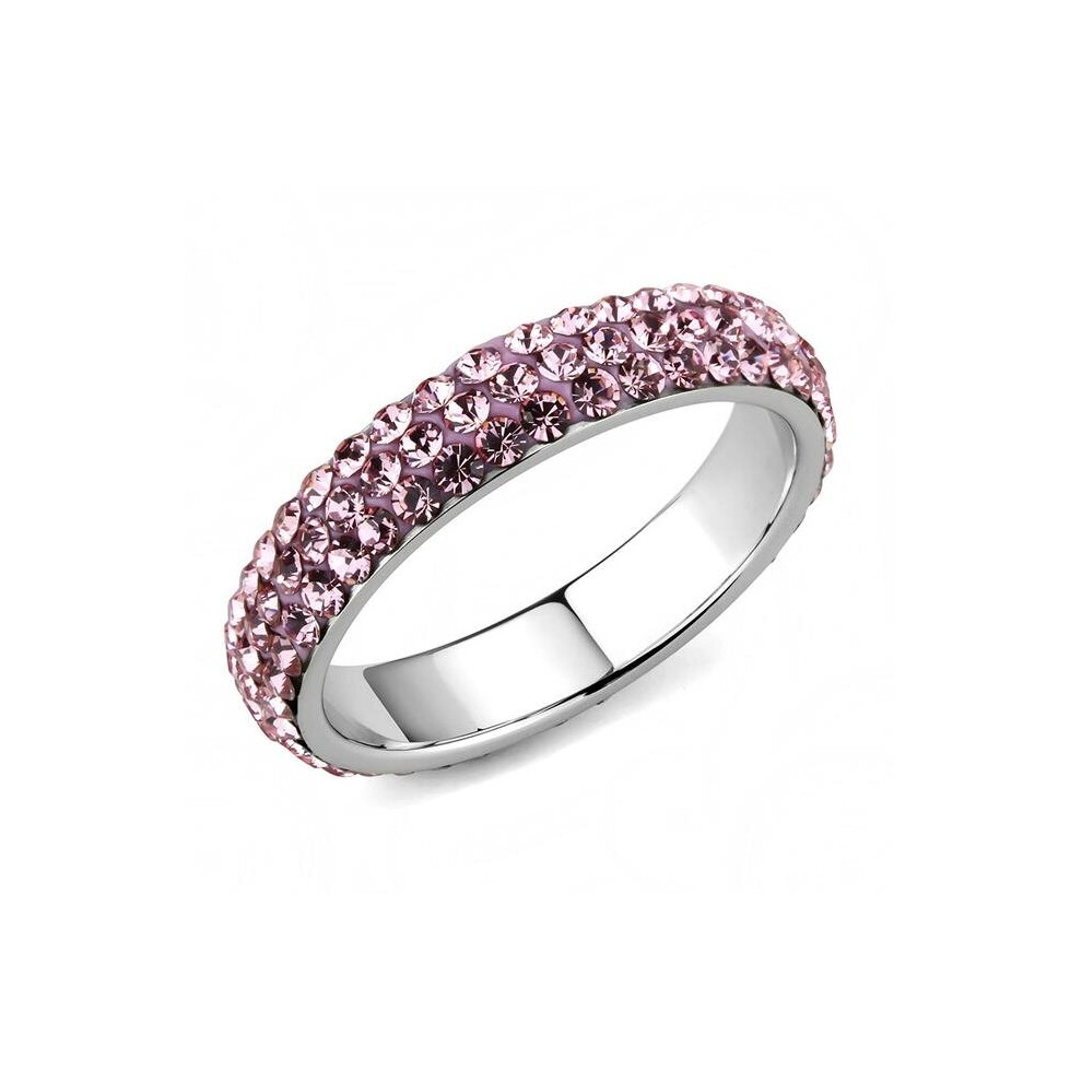 Alamode TK3543-5 Women High Polished Stainless Steel Ring with Top Grade Crystal in Light Rose - Size 5-image-OPC-P96VT8Z-NEW