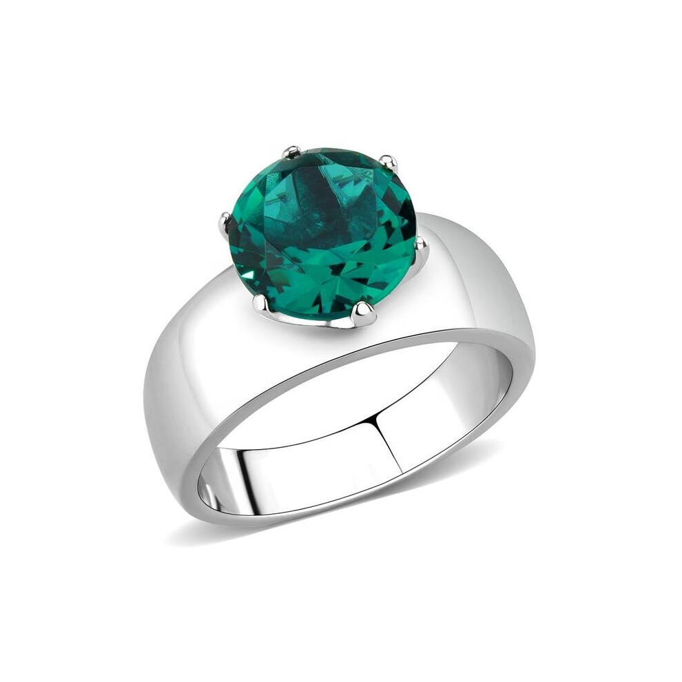 Photos - Ring Alamode TK52012-8 Women High Polished Stainless Steel  with Synthetic in K2 - Size 8