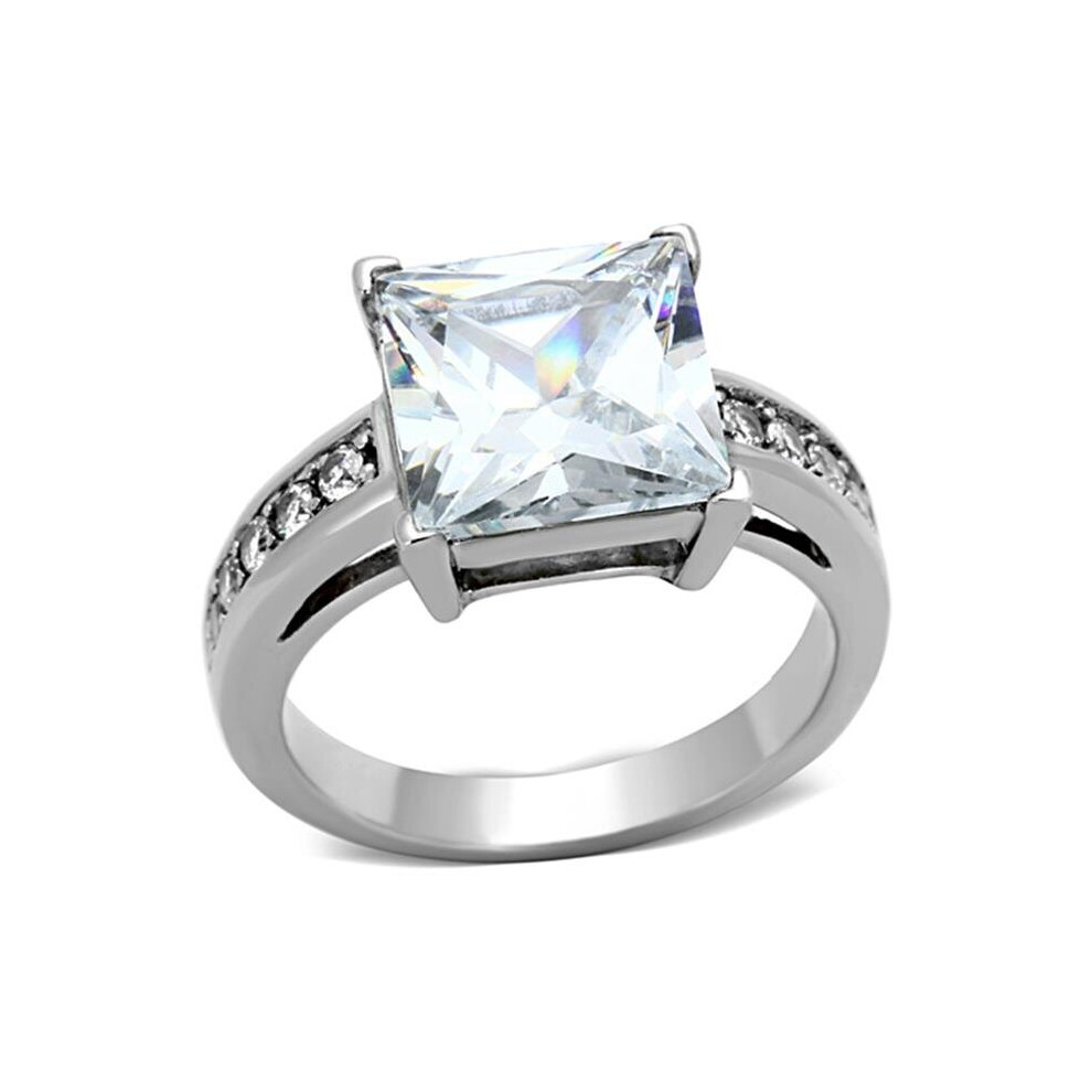 Photos - Ring Alamode TK1081-9 Women High Polished Stainless Steel  with AAA Grade CZ in Clear - Size 9