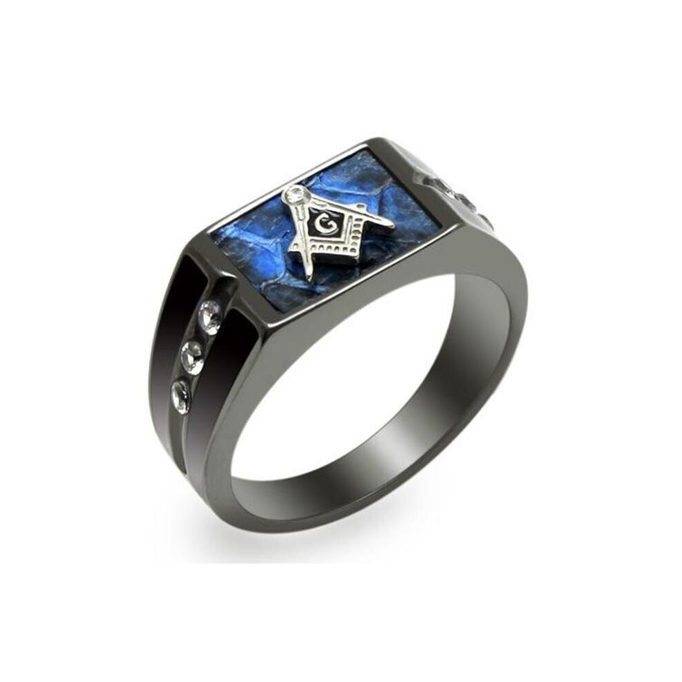 Men Two-Tone IP Black Stainless Steel Ring with AAA Grade CZ in Clear - Size 12-image-OPC-P96VVMT-NEW