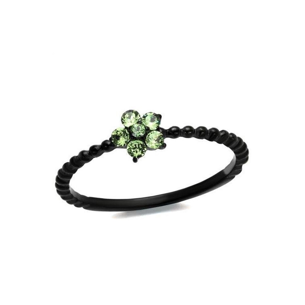 Women IP Black Stainless Steel Ring with Top Grade Crystal in Peridot - Size 9-image-OPC-P96VVSC-NEW