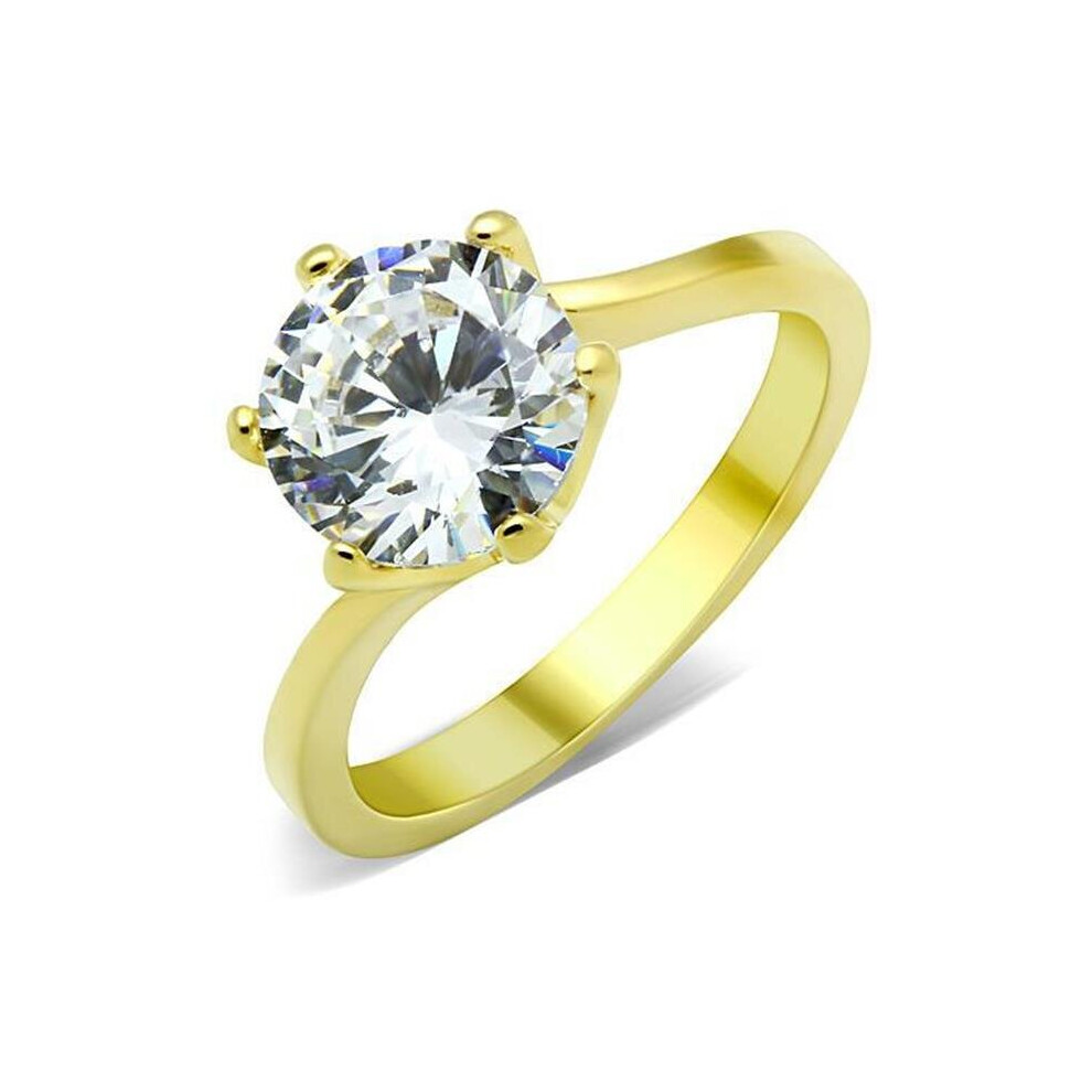 Photos - Ring Women IP Gold Stainless Steel  with AAA Grade CZ in Clear - Size 6