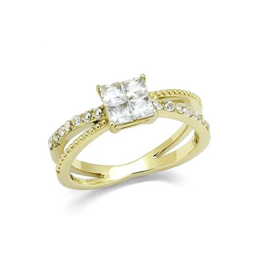 Photos - Ring Women IP Gold Stainless Steel  with AAA Grade CZ in Clear - Size 5