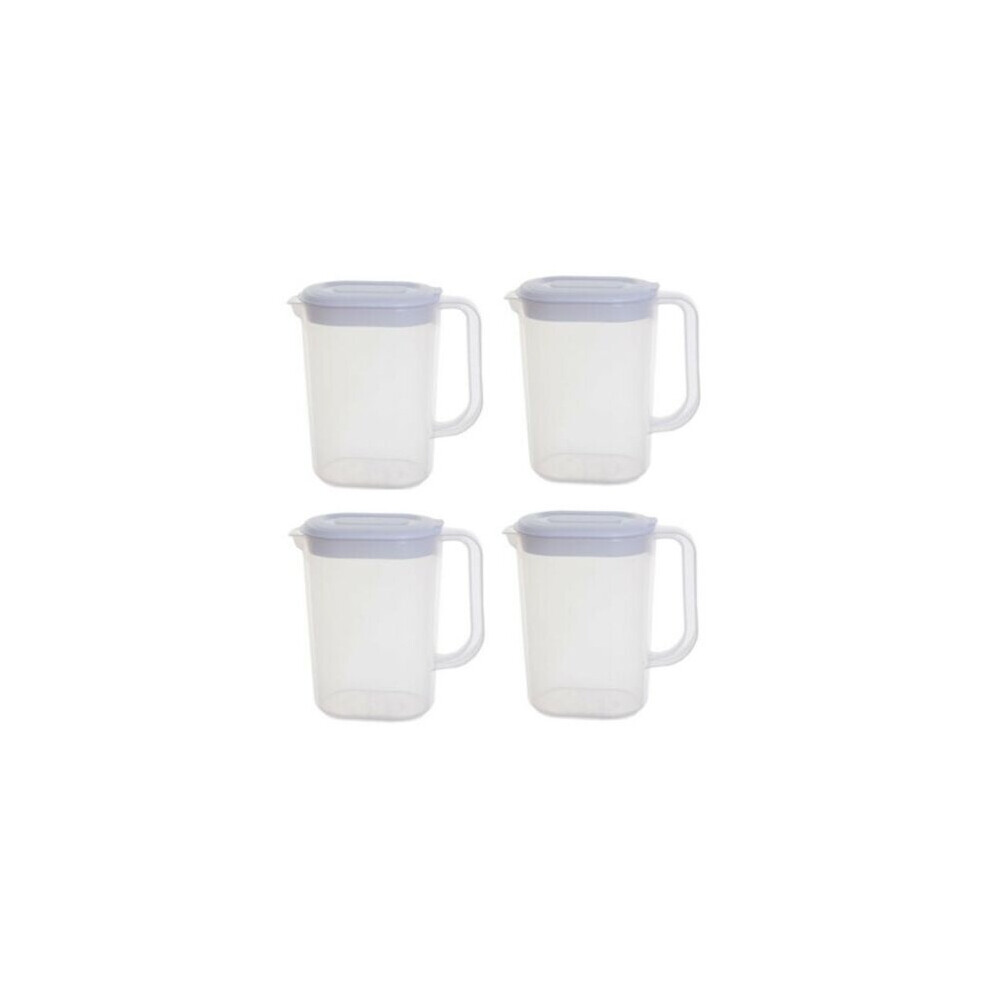 (SET OF 2) 1.5 LITRE CLEAR PLASTIC FRIDGE DOOR JUG PITCHER CONTAINER FOR JUICE WATER MILK