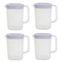(SET OF 4) 1.5 LITRE CLEAR PLASTIC FRIDGE DOOR JUG PITCHER CONTAINER FOR JUICE WATER MILK