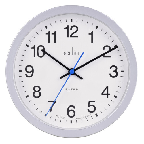 Acctim Acctim Bromham Silent Non Ticking Sweep Hand Clock in Silver 20cm