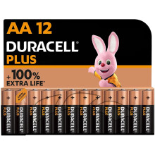 Duracell Plus AA Alkaline Batteries - 12 Pack, 1.5V LR6 MN1500, Up to 100% Extra Life for Everyday Devices