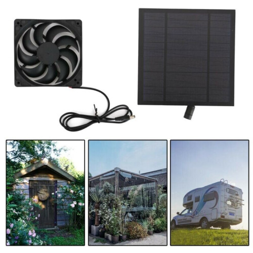 Solar Panel Powered Fan Mini Ventilator For Greenhouse Pet/Dog House 2