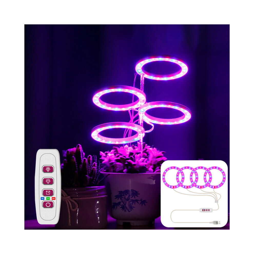 (2 Heads, Pink Light) 4 Head LED Grow Light Ring Full Spectrum Plant Lamp-image-OPC-P972H7Z-NEW