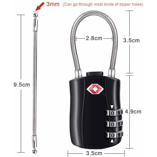 2 Pack Padlock Extra Long Shackle 3 Digit TSA Number Combination Lock 2