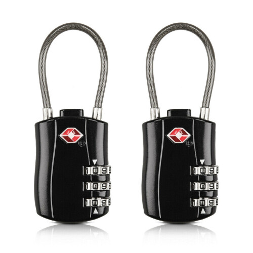 2 Pack Padlock Extra Long Shackle 3 Digit TSA Number Combination Lock