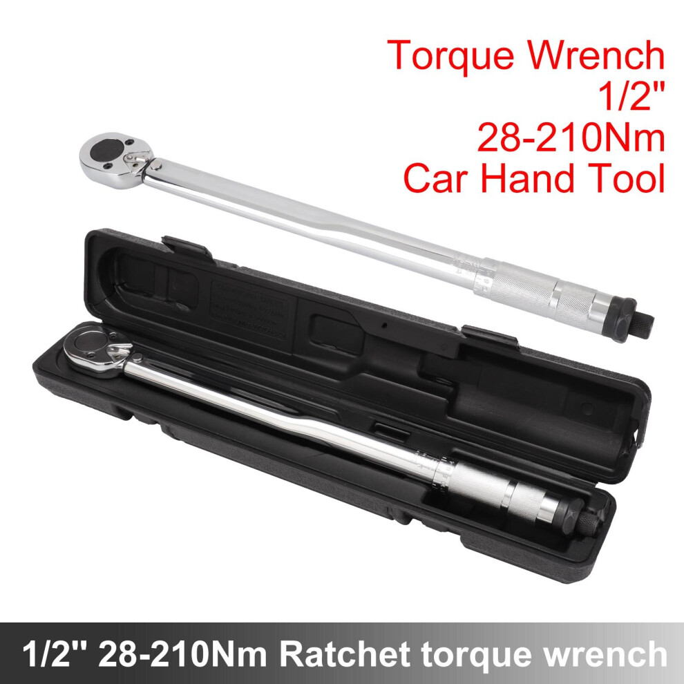 1/2" Torque Wrench 28-210Nm Drive Adjustable Spanner Hand Ratchet Silver