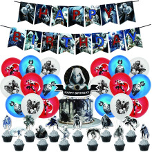 (1 set) Moon Knight Birthday Party Supplies,Moon Knight Decorations include Cake Topper, Cupcake Toppers, Banner, Balloons