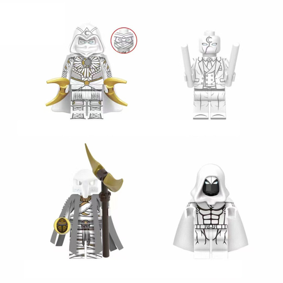 4PCS New Marvel Moon Knight Warrior Khonsu Egyptian Mythology Minifigures Assembled Children's Puzzle Building Blocks Toys