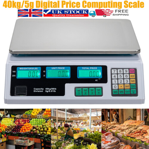40kg/5g Digital Price Computing Scale White