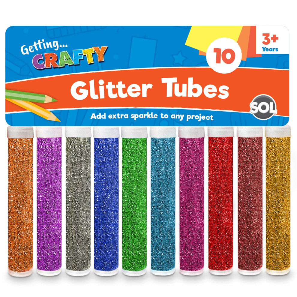 Sol 10 X Glitter Tubes In Assorted Vibrant Colours | Glitter Shakers Multicoloured