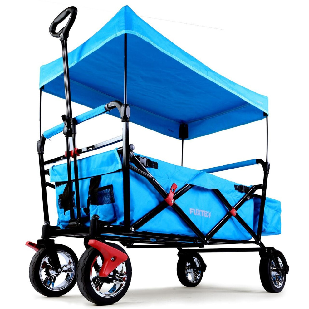 (Turquoise/ Blue) FUXTEC Folding Wagon / Foldable Wagon / Trolley / Hand Cart CT-500