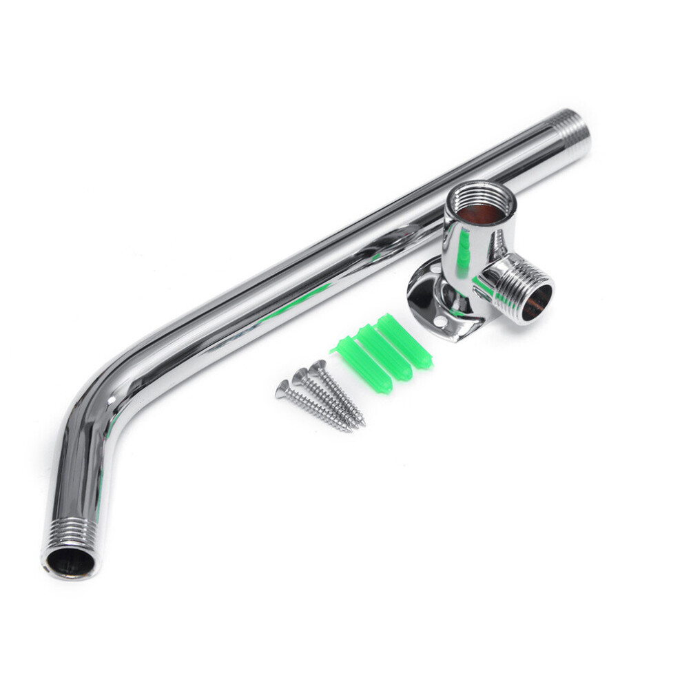 New 265mm Wall Mounted Shower Arm Bottom Entry Shower Head Extension Arm W/Screws Base