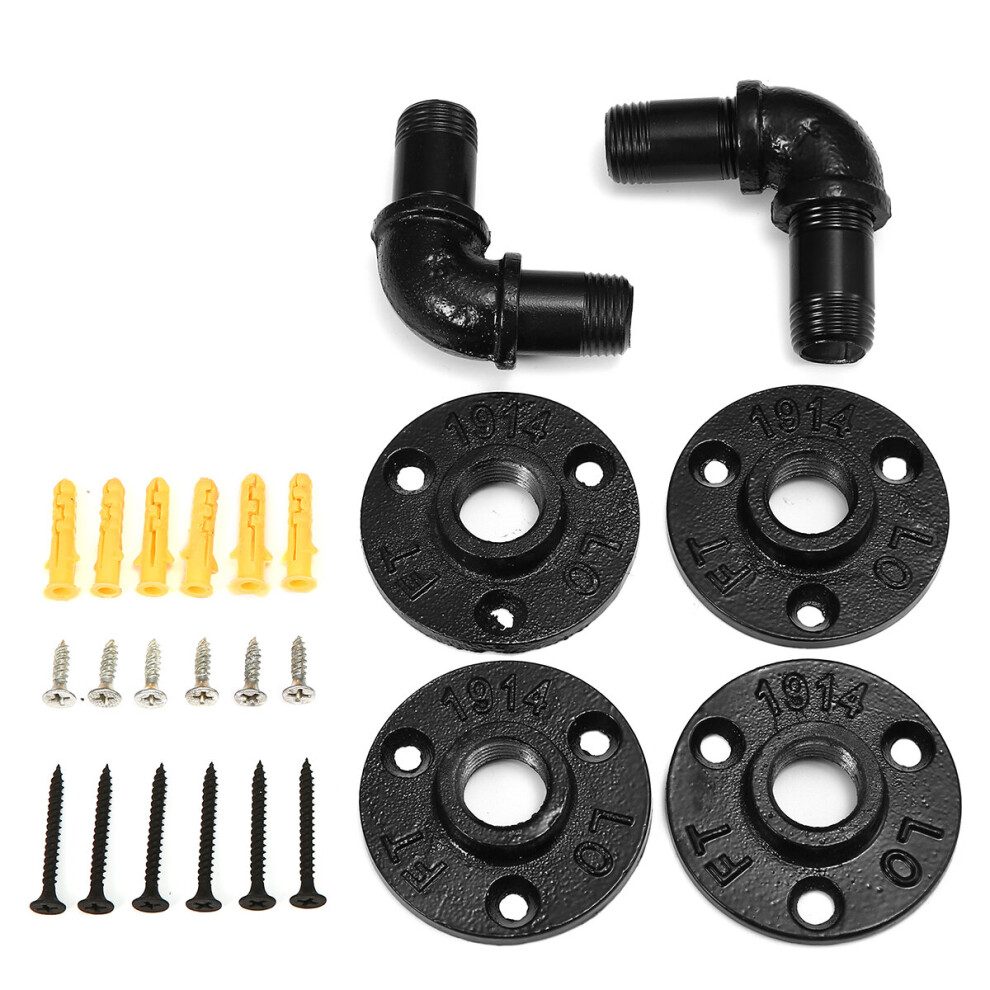 New 2 Set Flange Industrial Steel Pipe Shelf Bracket Wall Holder Bracket House Diy Decor 623414391429