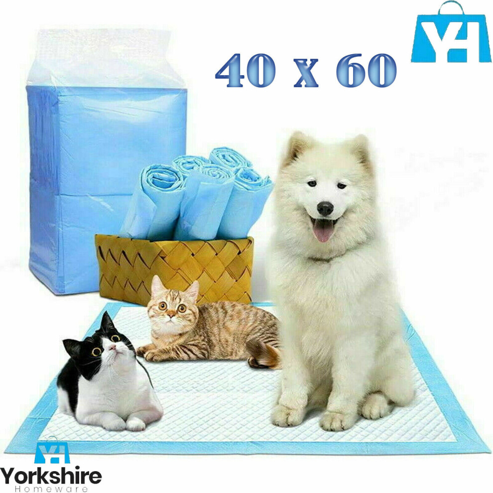 (Medium : 40 x 60 cm 100 x pads) Puppy Training Pads Wet Indicator Train Toilet Pee Wee Poo Sit Dog Pet Cat Mats