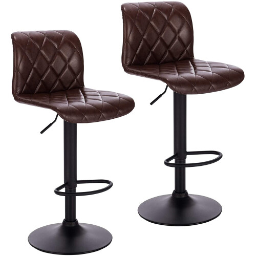 Dark Brown Adjustable Set of 2 Bar Stools UK Modern Design Best
