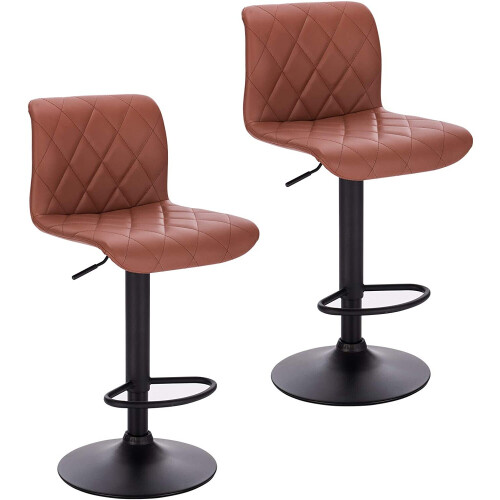 Light Brown Adjustable Set of 2 Bar Stools UK Modern Design Best 2