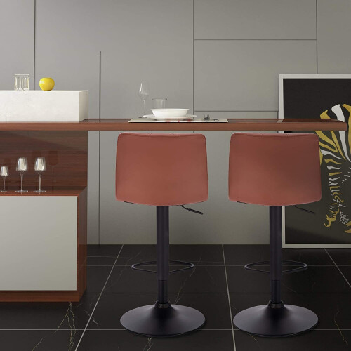 Light Brown Adjustable Set of 2 Bar Stools UK Modern Design Best 1
