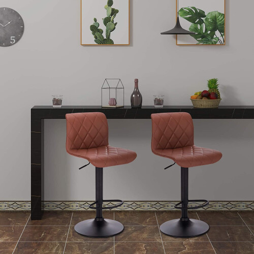Light Brown Adjustable Set of 2 Bar Stools UK Modern Design Best