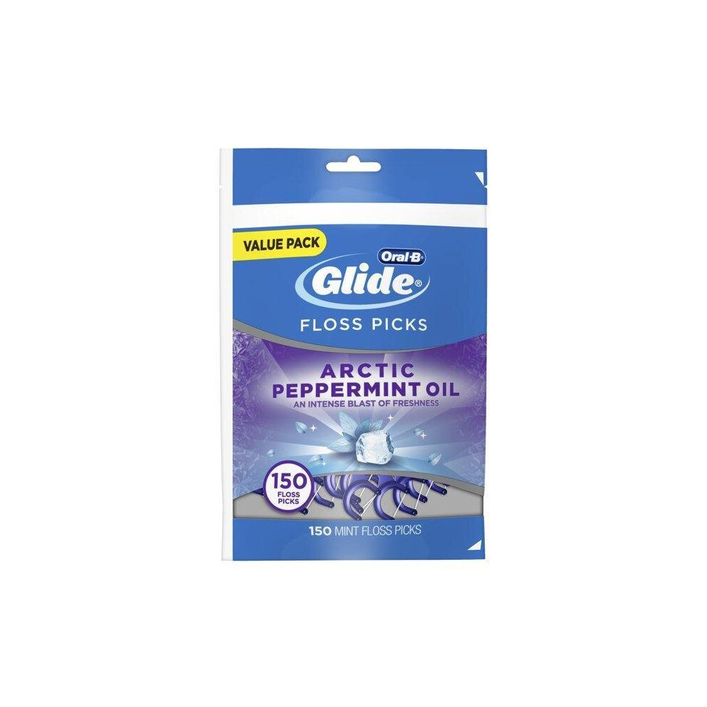 Glide Oral-B Arctic Peppermint Oil Dental Floss Picks, Mint, 150 Ct