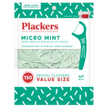 Plackers Micro Line Dental Floss Picks Fold-out flippick tuffloss let opbevaring med sikker-zip segl frisk mynte smag 150 t?lling