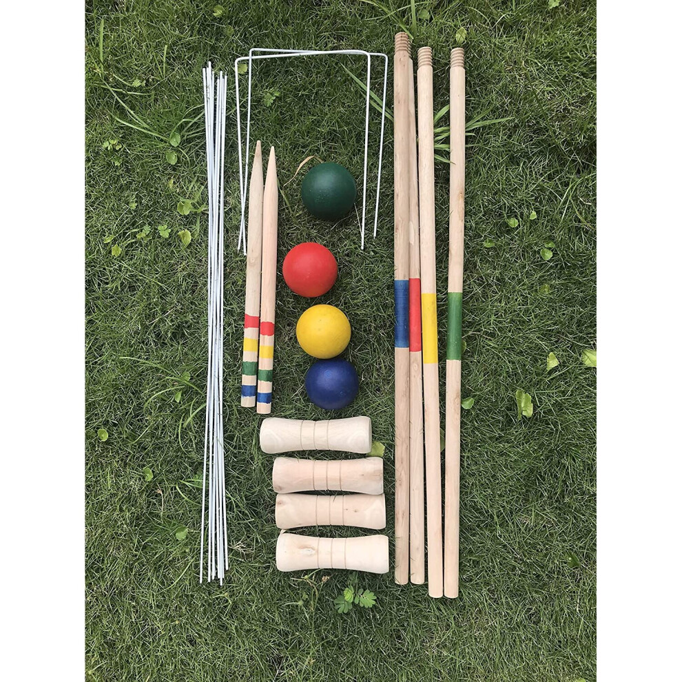 Photos - Other Toys Wooden Croquet Set Garden 4 Player Game Toy Outdoor Balls Hoops Mallet