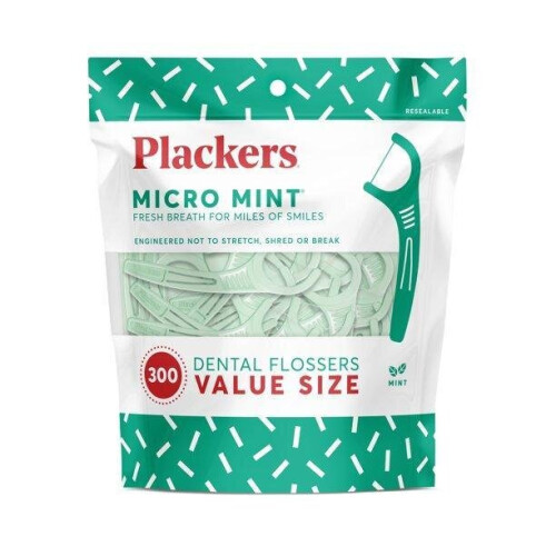 Plackers Micro Mint Dental Floss Picks, 300 Count