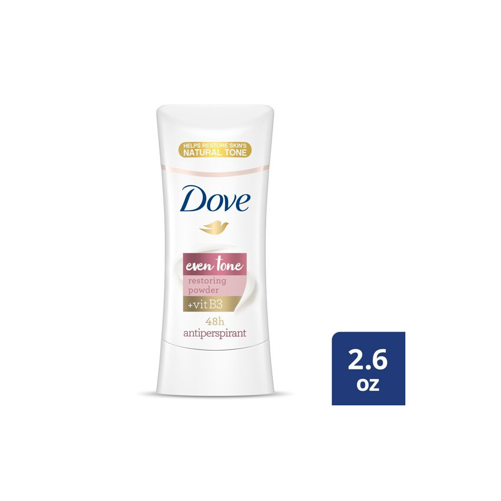 Dove Even Tone Antiperspirant Deodorant for Uneven Skin Tone Restoring Powder Restores Natural Underarm Skin Tone 2.6 Oz.