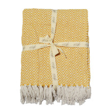 (Mustard) Allure Audley Chevron Tasseled Throw Blanket 125 x 150cm