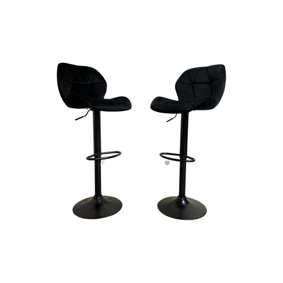 (Black) Hampton & Stewart Set of 2 Velvet Bar Stool