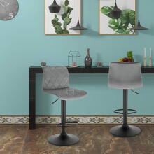 Light Grey Adjustable Set of 2 Bar Stools UK Modern Design Best