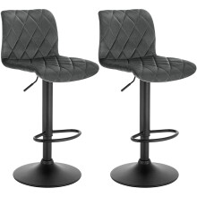 Dark Grey Adjustable Set of 2 Bar Stools UK Modern Design Furniture