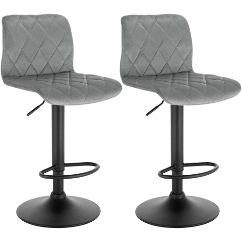 Light Grey Adjustable Set of 2 Bar Stools UK Modern Design Best 1