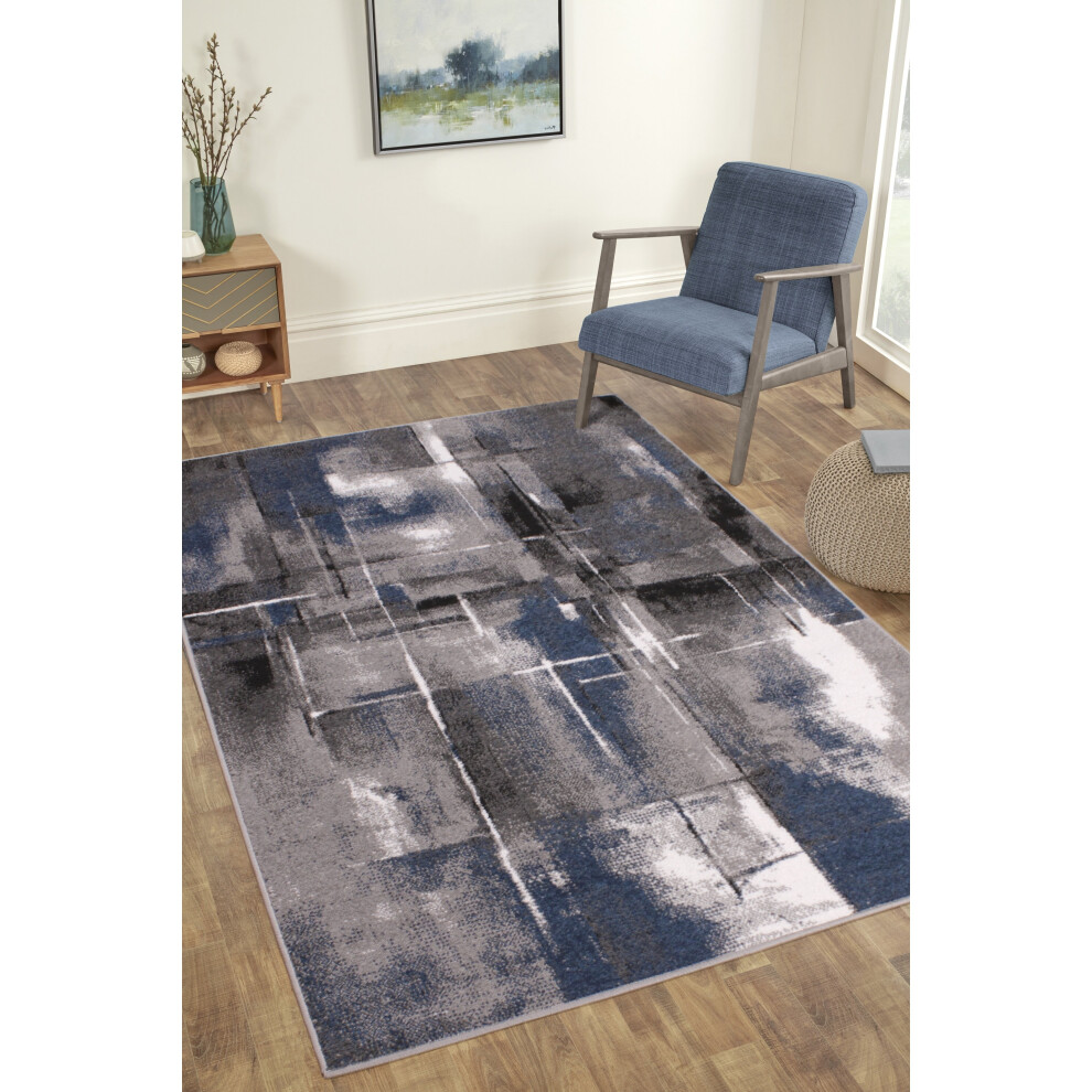 (Navy, 160x230cm (5'3"x7'7")) Spirit Artiste Painterly Abstract Rug Hallway