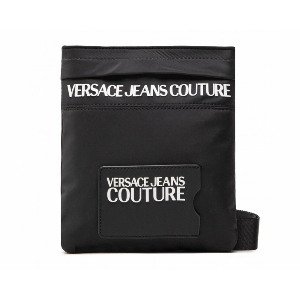 (One Size) Versace Jeans Couture 72YA4B9I Nylon Logo Messenger Bag Black